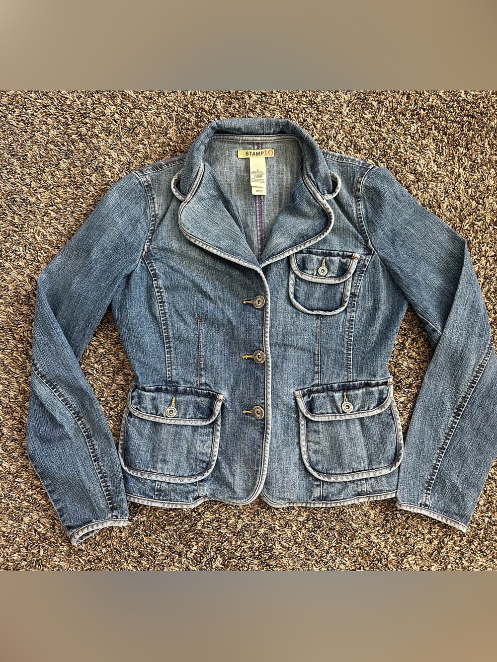 Women’s Stamp 10 blue denim jacket blazer. Size 4